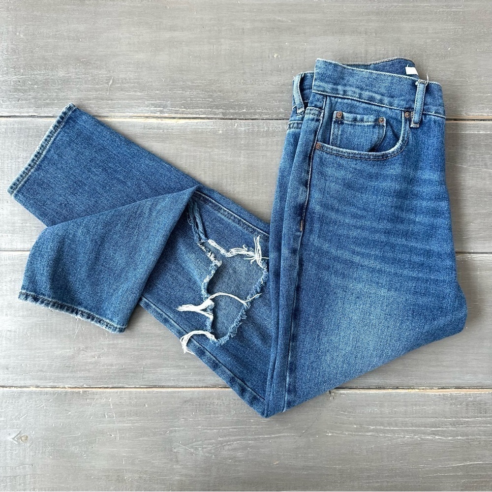 PacSun Ultra High Rise Slim Distressed Jeans Medium Dark Wash Denim 100% Cotton